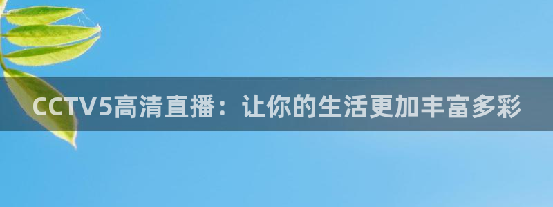 9255tv直播nba在线直播：CCTV5高清直播：让你的生活更加丰富多彩